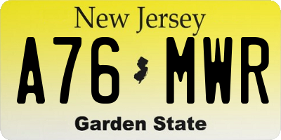 NJ license plate A76MWR