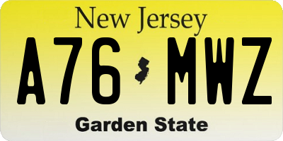 NJ license plate A76MWZ