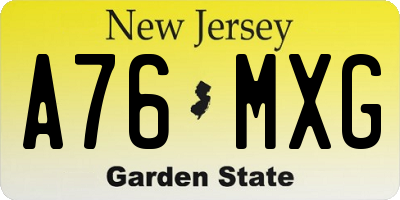 NJ license plate A76MXG