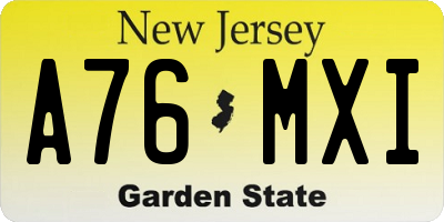 NJ license plate A76MXI