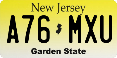 NJ license plate A76MXU