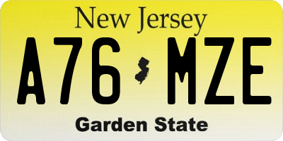 NJ license plate A76MZE