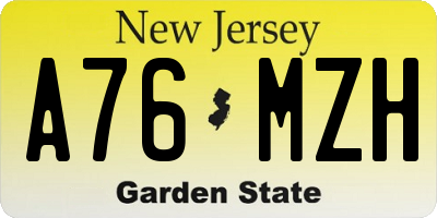 NJ license plate A76MZH