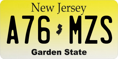 NJ license plate A76MZS