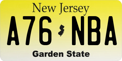 NJ license plate A76NBA