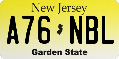 NJ license plate A76NBL