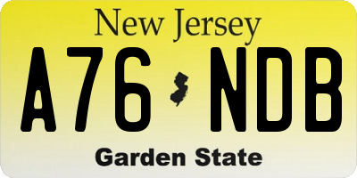 NJ license plate A76NDB