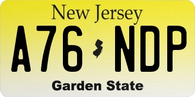 NJ license plate A76NDP