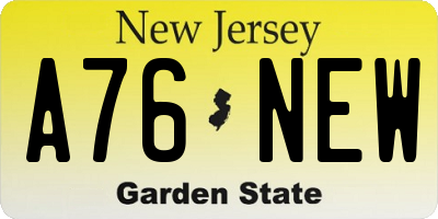 NJ license plate A76NEW