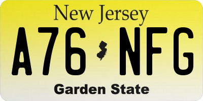 NJ license plate A76NFG