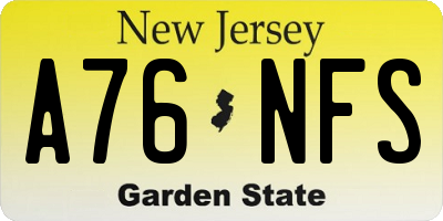 NJ license plate A76NFS