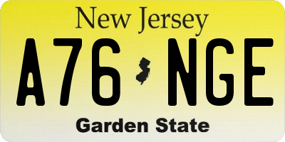 NJ license plate A76NGE