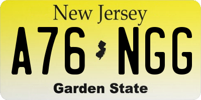 NJ license plate A76NGG