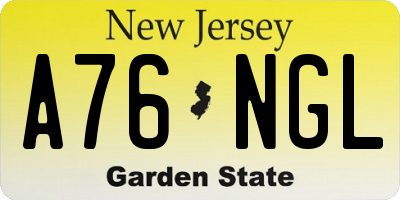 NJ license plate A76NGL