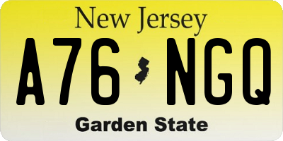 NJ license plate A76NGQ