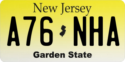 NJ license plate A76NHA