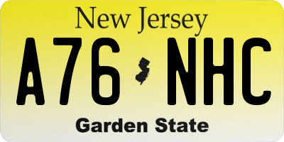 NJ license plate A76NHC