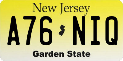 NJ license plate A76NIQ
