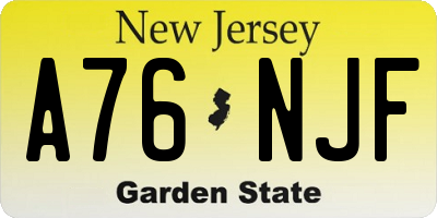 NJ license plate A76NJF