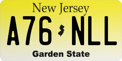 NJ license plate A76NLL
