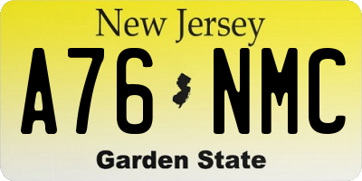 NJ license plate A76NMC