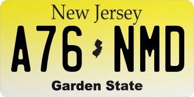 NJ license plate A76NMD