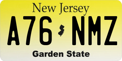 NJ license plate A76NMZ