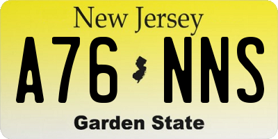 NJ license plate A76NNS