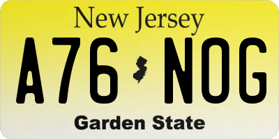 NJ license plate A76NOG