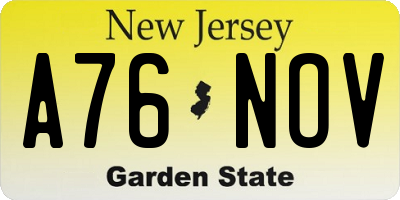 NJ license plate A76NOV