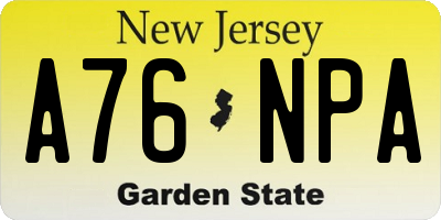 NJ license plate A76NPA