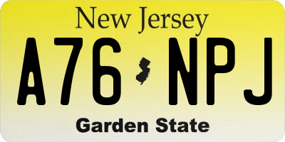 NJ license plate A76NPJ