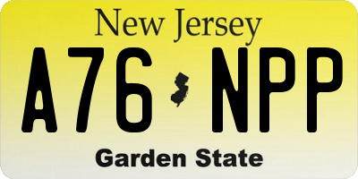 NJ license plate A76NPP