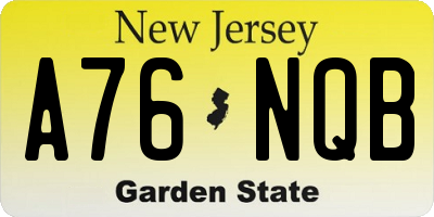 NJ license plate A76NQB