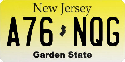 NJ license plate A76NQG