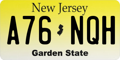 NJ license plate A76NQH