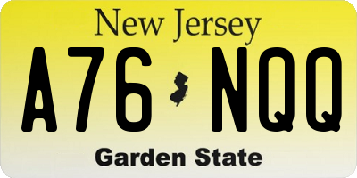NJ license plate A76NQQ