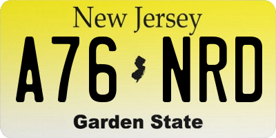 NJ license plate A76NRD