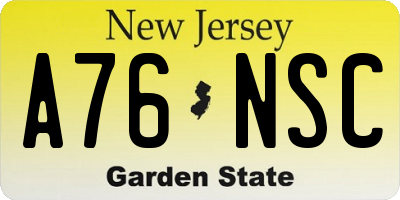 NJ license plate A76NSC