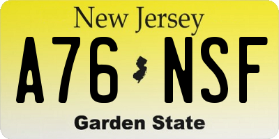 NJ license plate A76NSF