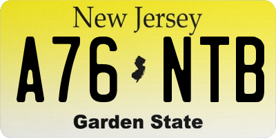 NJ license plate A76NTB