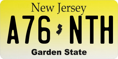 NJ license plate A76NTH