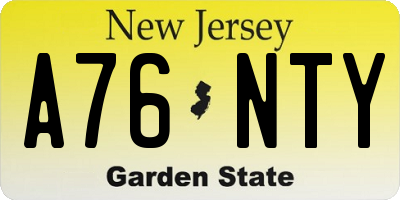 NJ license plate A76NTY