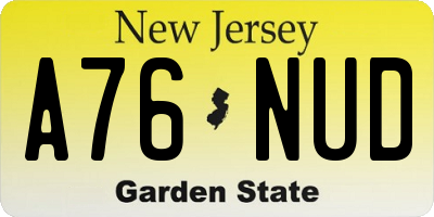 NJ license plate A76NUD