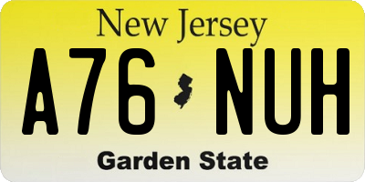 NJ license plate A76NUH