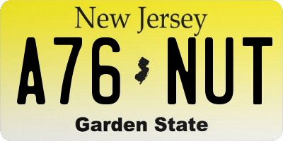 NJ license plate A76NUT