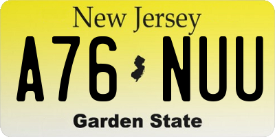 NJ license plate A76NUU