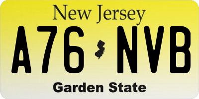 NJ license plate A76NVB