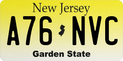 NJ license plate A76NVC