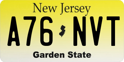 NJ license plate A76NVT